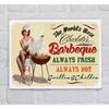 Pin Up BBQ Kitchen Metal Wall Art 20x30cm, Retro Cooking Decor Sign