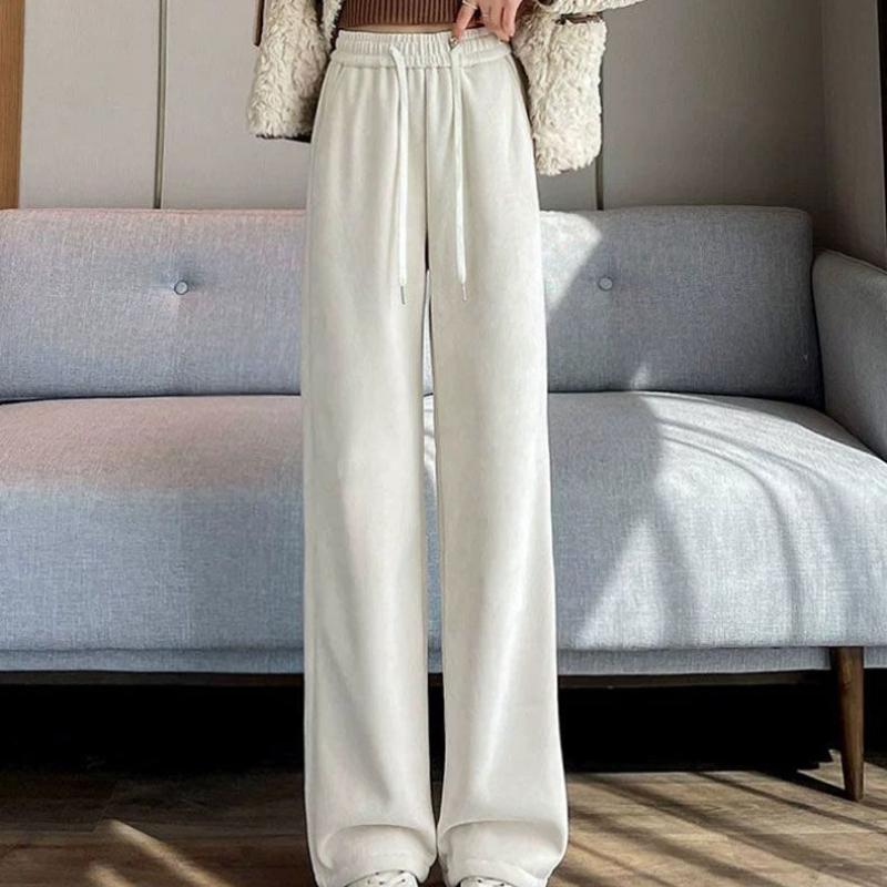 

Осенние новые свободные повседневные флисовые женские брюки, модные зимние бархатные широкие брюки, женские элегантные прямые вельветовые брюки с высокой талией 25415 XL