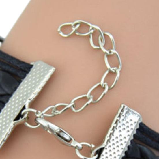 Women's Wolf Head Retro Braided Faux Charm Infinite Leather Wax Cord Bracelet