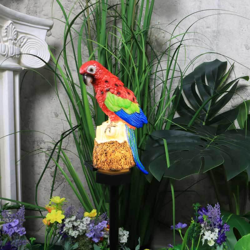 Cross-border Solar Resin Parrot Lawn Lamp - Outdoor Decorative Ground Light