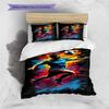 Soccer Player Color Splash Graffiti Art Print 3 Pieces Duvet Cover Set Sports Fan Bedding Bedroom Home Decor Without Pillow Core