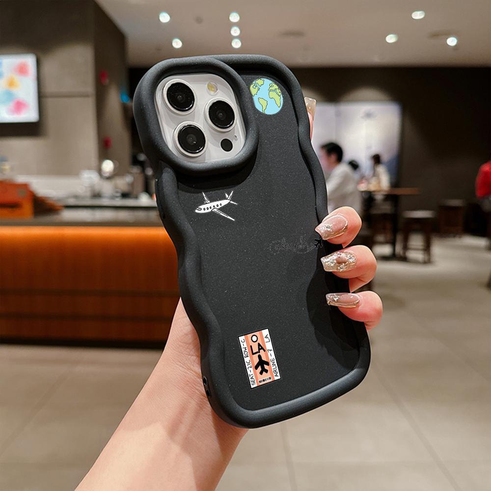 

N68 траектория полета самолета искусство Macaron волнистые края телефонные чехлы для iPhone 16 Pro Max Samsung S24 A35 A54 Xiaomi Redmi Note 13 Honor противоударный чехол Realme Note 50