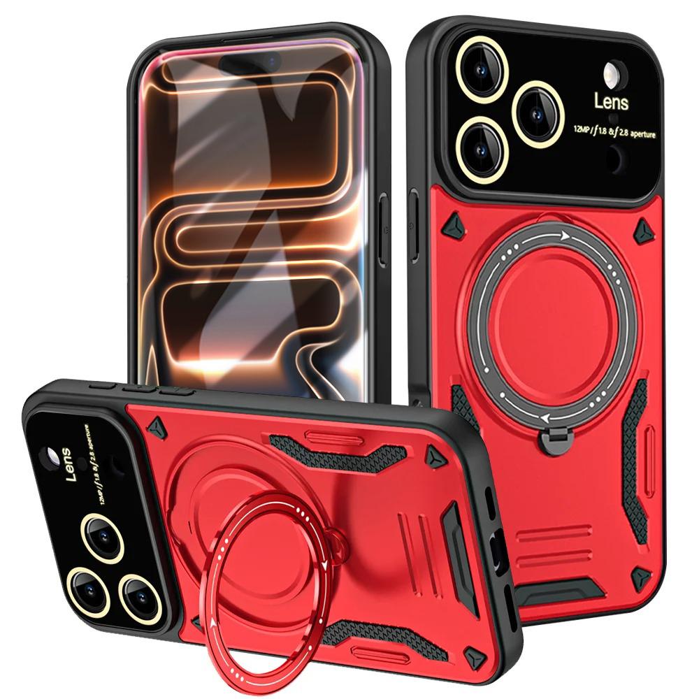 Military Armor Fold Ring Bracket Phone Case For iPhone 17 Pro Max Air 15 14 Plus 11 12 13 16 Pro Magnetic Camera Protector Cover