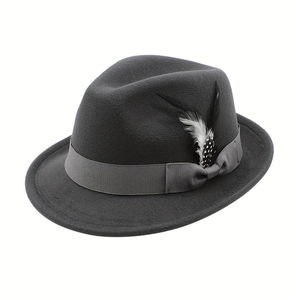 Men's Fedora Hat with Feather - Soft Jazz Dress Hat for Parties and Daily Wear