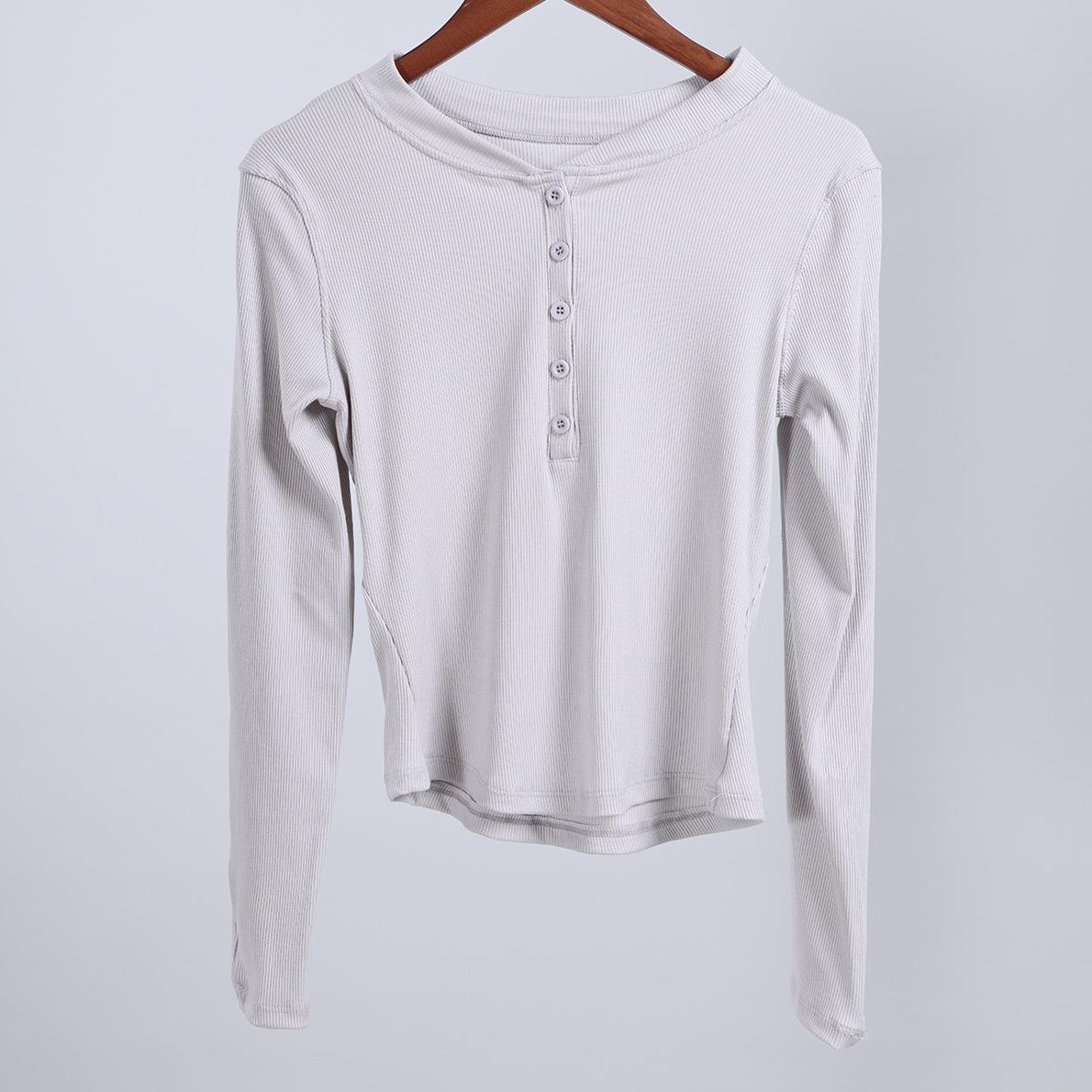Long Sleeve Henley Yoga & Pilates Top CX502 Extra Large серый
