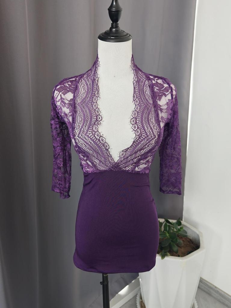 Elegant Lace Open Cup Bodycon Mini Nightwear