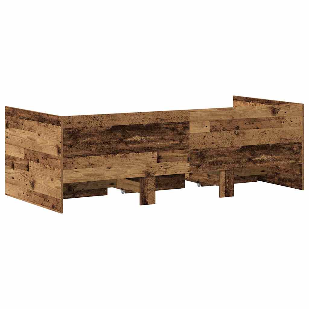 Daybed with Headboard Reclaimed Wood Look 90 X 200 Cm Wood Based Panel