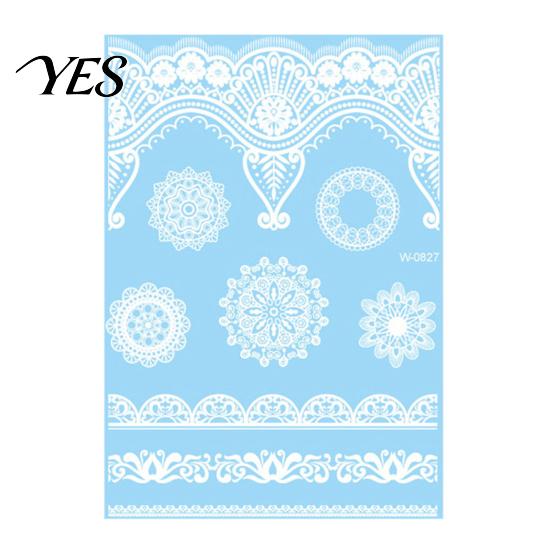 Gentle-On Skin Tattoo White Lace Sticker for Women, Temporary Face Body Fake Decal Arm, Waterproof Wedding Party Festival