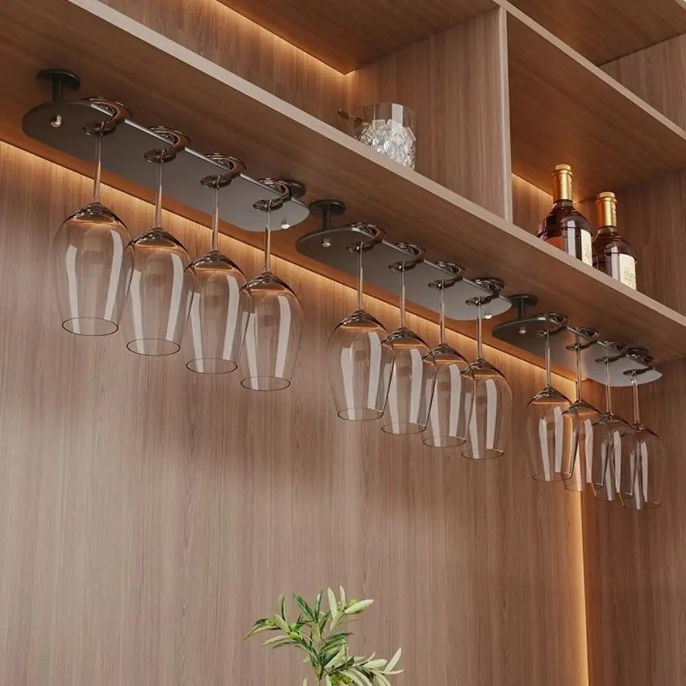 Single-row Design Wine Glass Holder 2/3/4 Slots Wine Glass Storage Shelf Kitchen Use