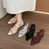 2025 New Fairy Wind Pointed One-word Slippers Female Summer Wear Flat-bottomed Open-toed Sexy Roman Cool Slippers