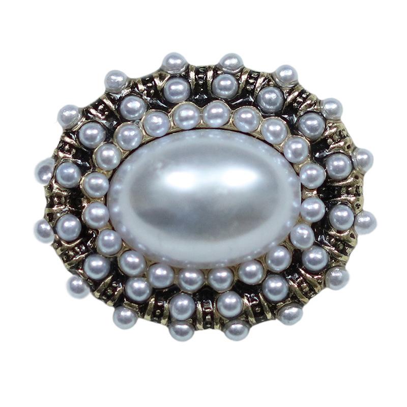 Pearl Metal Buttons Oval Buttons Vintage Coat Tweed Jacket Buttons Suit Decorative Buttons