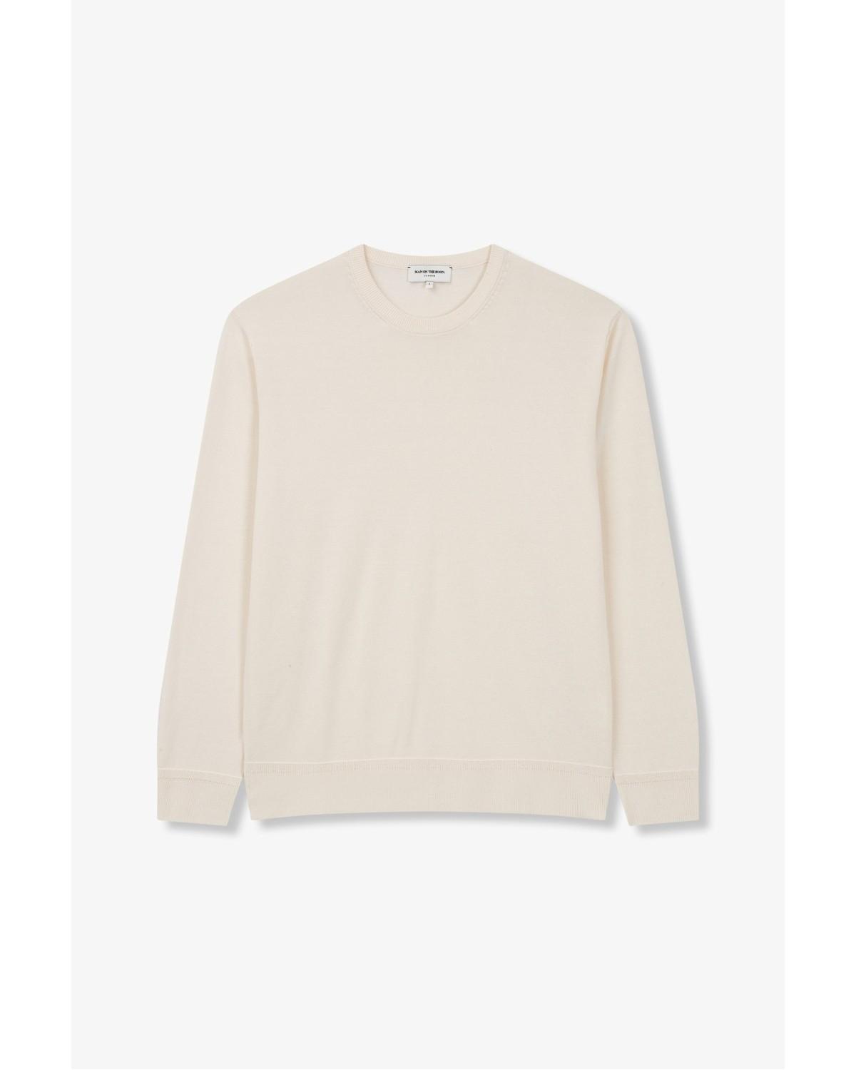 Man On The Bun Cotton Lecture Long Sleeve Knit_Cream 4714113009 S/Free