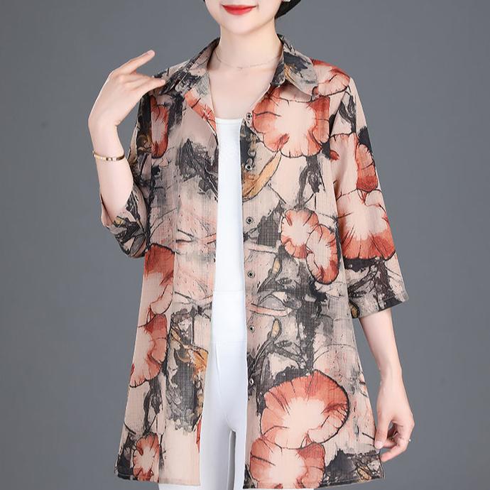 Letnia damska średniej długości odzież chroniąca przed słońcem damska koszula z rękawem siedem czwartych dla kobiet