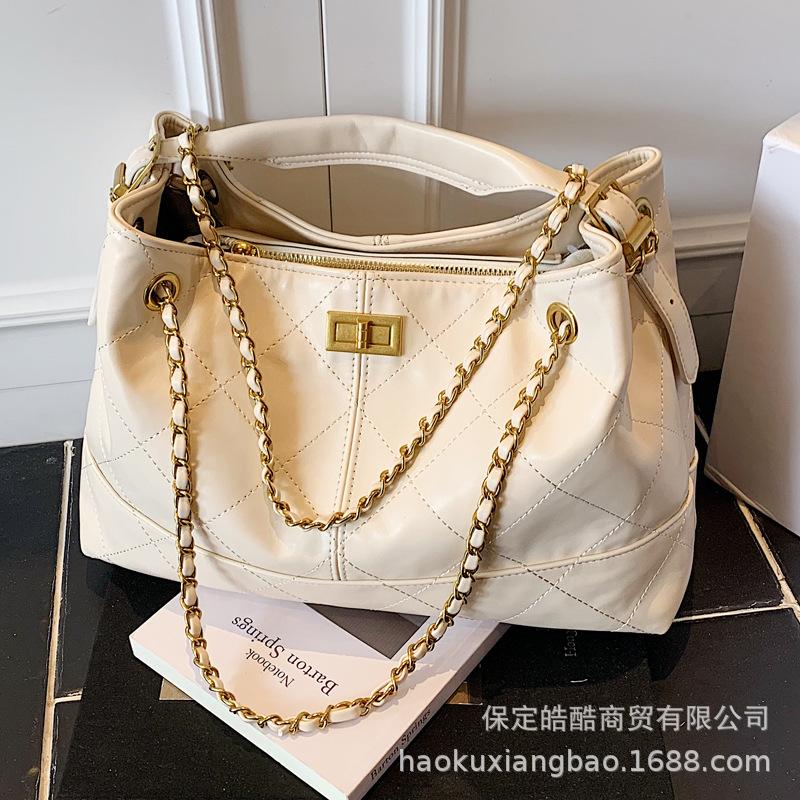 Rhombus Chain Bag Women's 2025 New Fashion Versatile Shoulder Bag Large Capacity Hand Bag Crossbody Bucket Bag