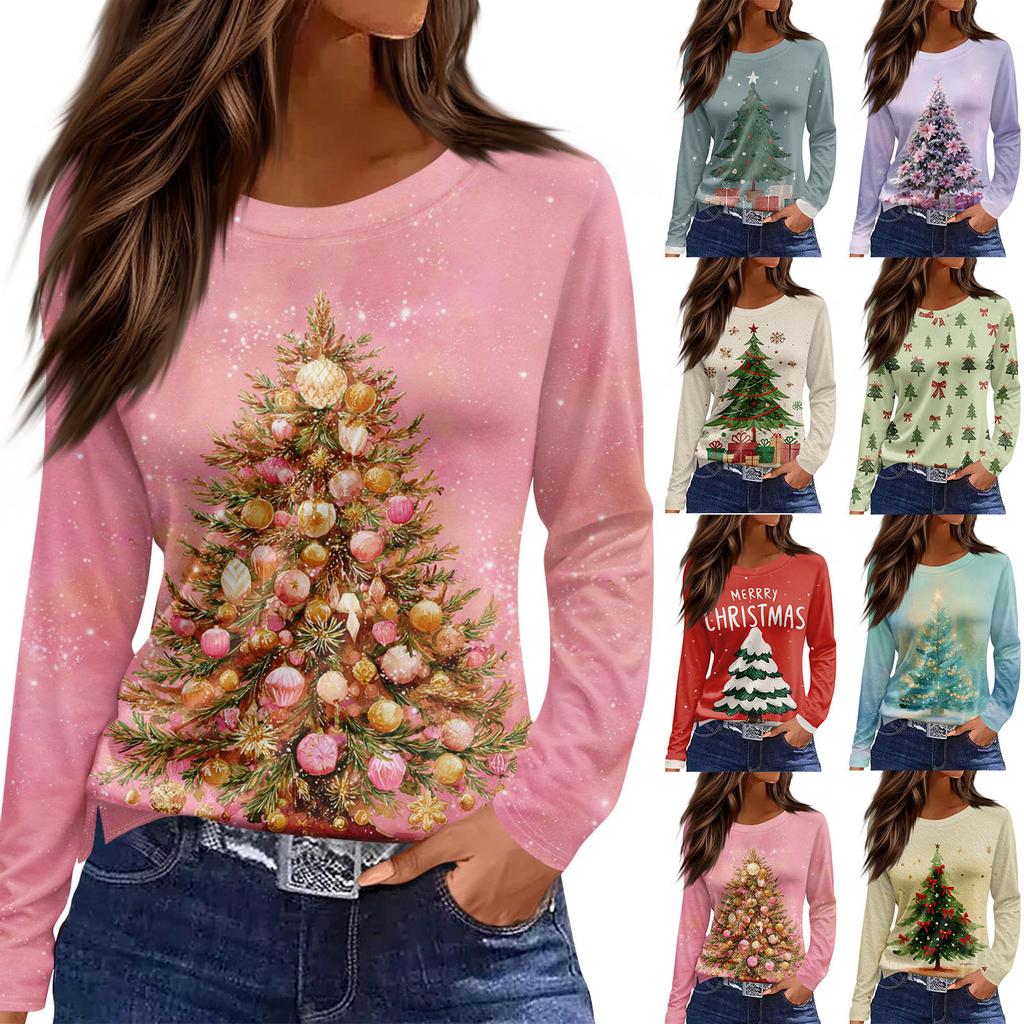 Women's Daily Casual Long-sleeved Printed O-neck Top