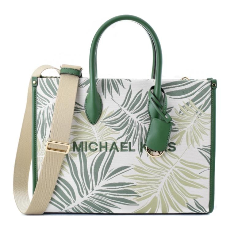 MICHAEL KORS Mirella Artificial Leather Palm Leaf Jacquard Handbag, Tote Bag Medium Women's Multicolor 35S4G7ZT2U