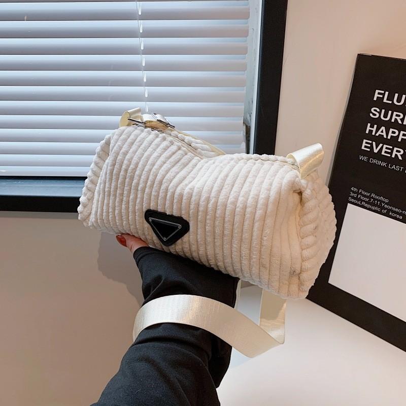 Trendy 2024 Women's Corduroy Crossbody Bag In Black White Gray Brown For Casual Style