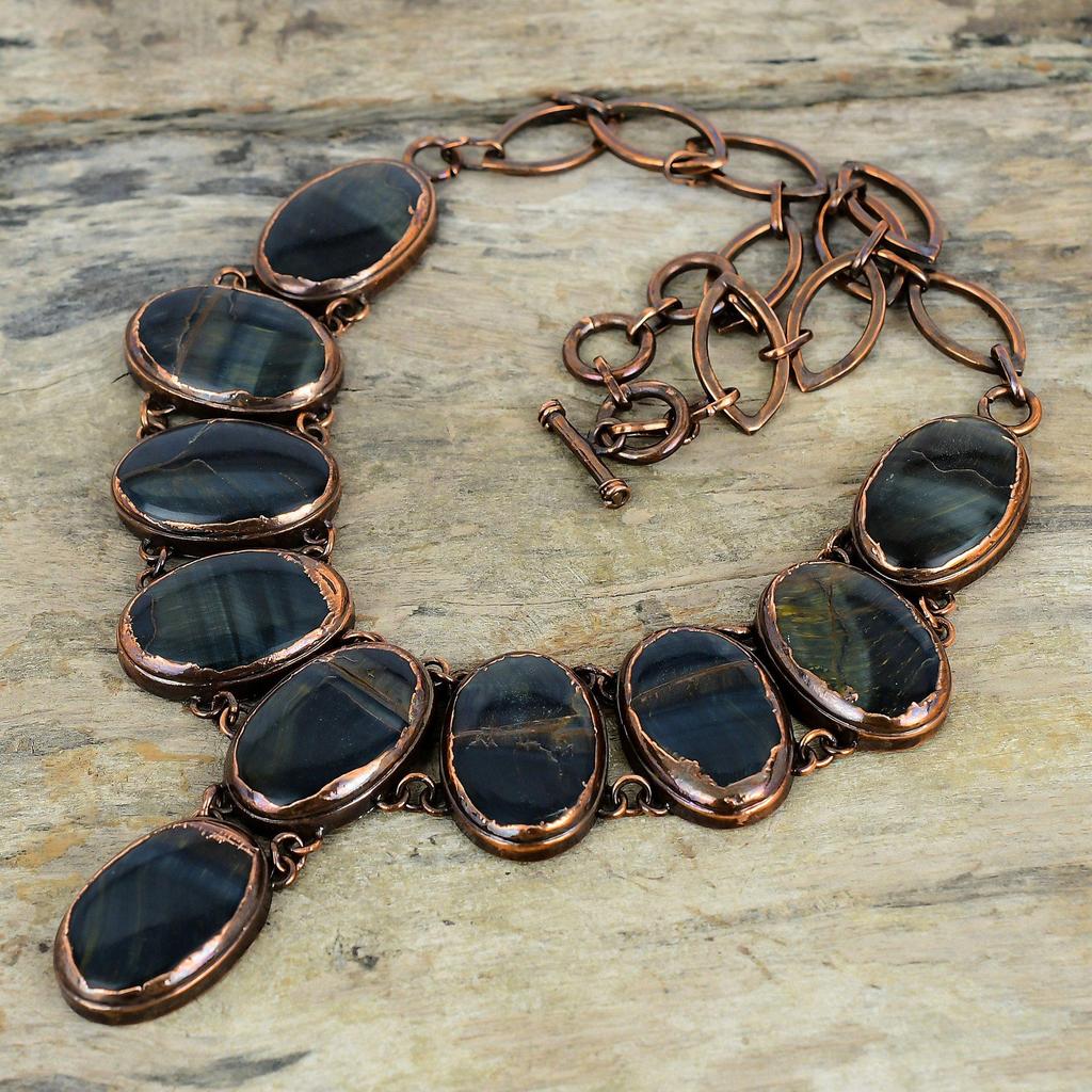 Pietersite Necklace Electroformed Copper Necklace Handmade Jewelry Adjustable Chain Necklace Gemstone Necklace Copper Jewelry Gifts For Her