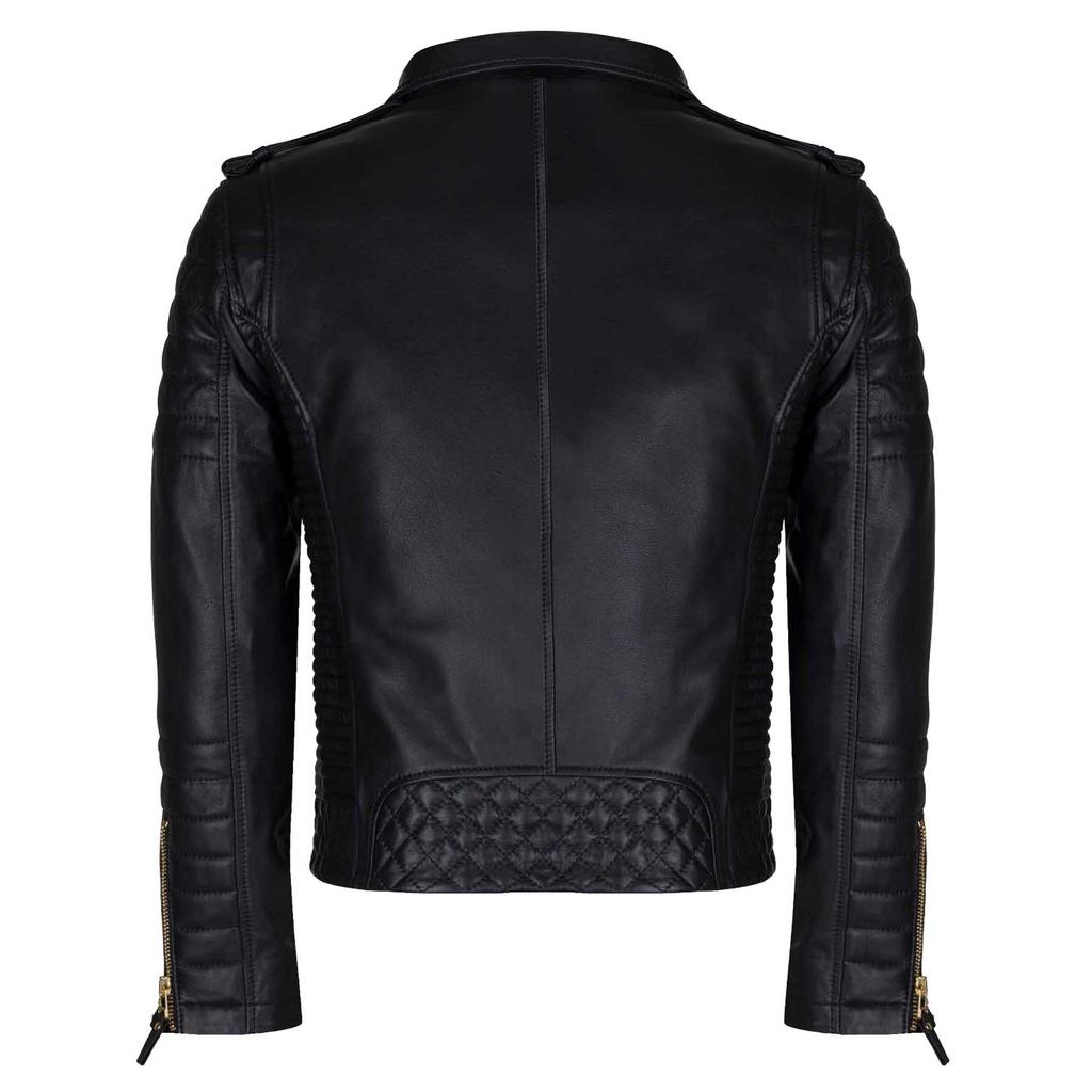 SKINOUTFIT Men Biker Leather Jacket Genuine Black Lambskin Café Racer Motorcycle Outerwear