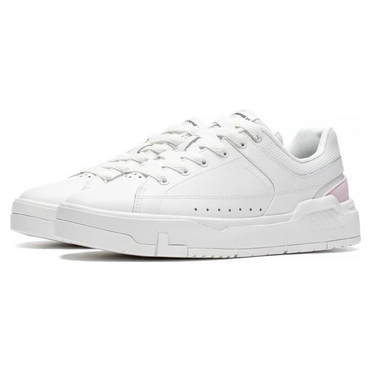 Li Ning Common 70s Versatile Casual Non-Slip Wear-Resistant Low-Top Skate Shoes Women Sneakers White Pink AGCT044-2