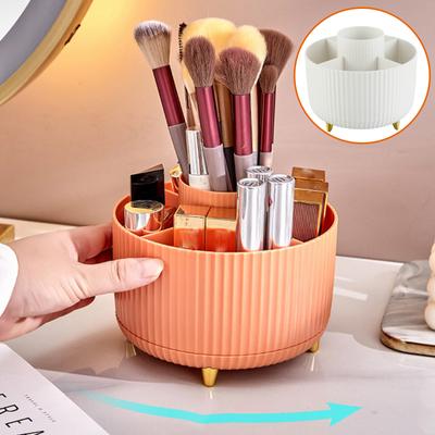 Makeup Brush Organizer 360 Rotating Lipstick Cosmetics Storage Box Revolving Holder Desktop Turntable Large Capacity Portable