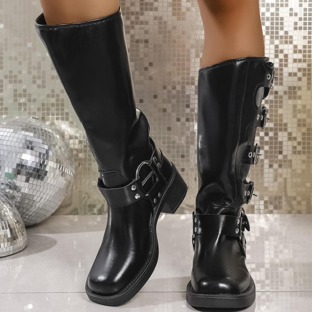 Large size boots women's 2025 autumn new long boots thick-soled popular Maillard western cowboy knight boots