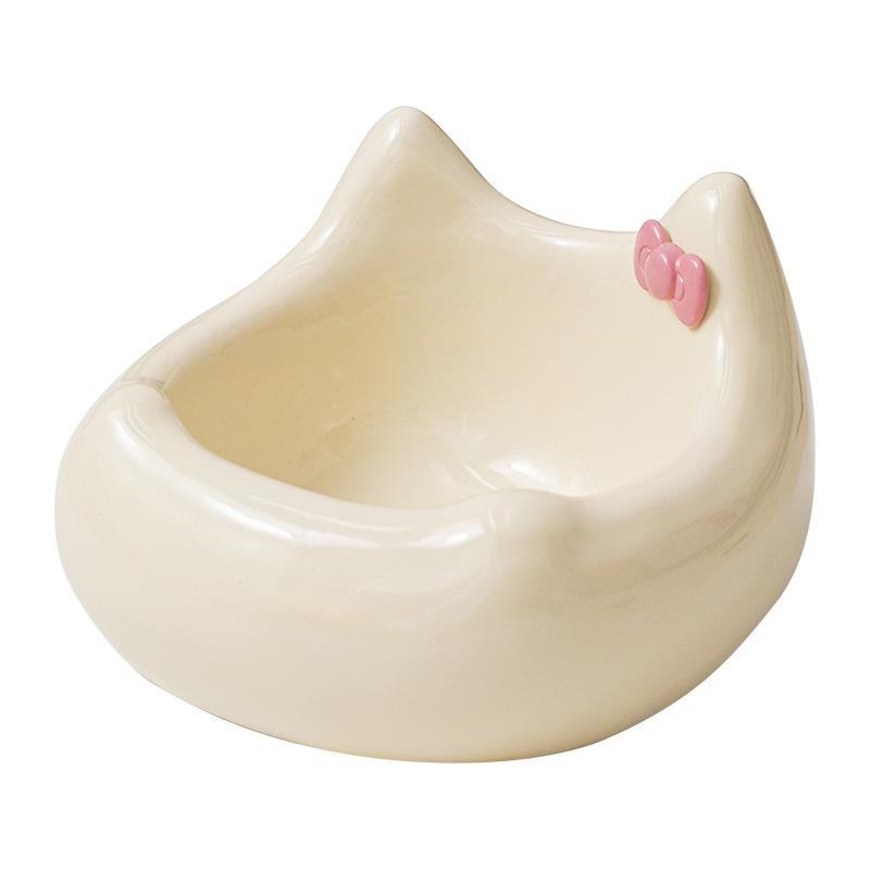 Ceramic Cat Food Basin Pet Bowl Ceramic Cat Bowl Neck Protection Diagonal Mouth Pet Food Basin Cute Overturned