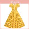 Picknickkleid im Stil der 50er Jahre mit Polkapunkten und hoher Taille für Retro-Veranstaltungen