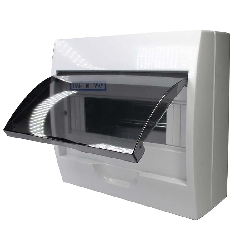 Fielect Circuit Breaker Box 5 Ways Distribution Protection Box ABS Plastic Transparent Cover Waterproof Distribution Box IP65, for Indoor Wall