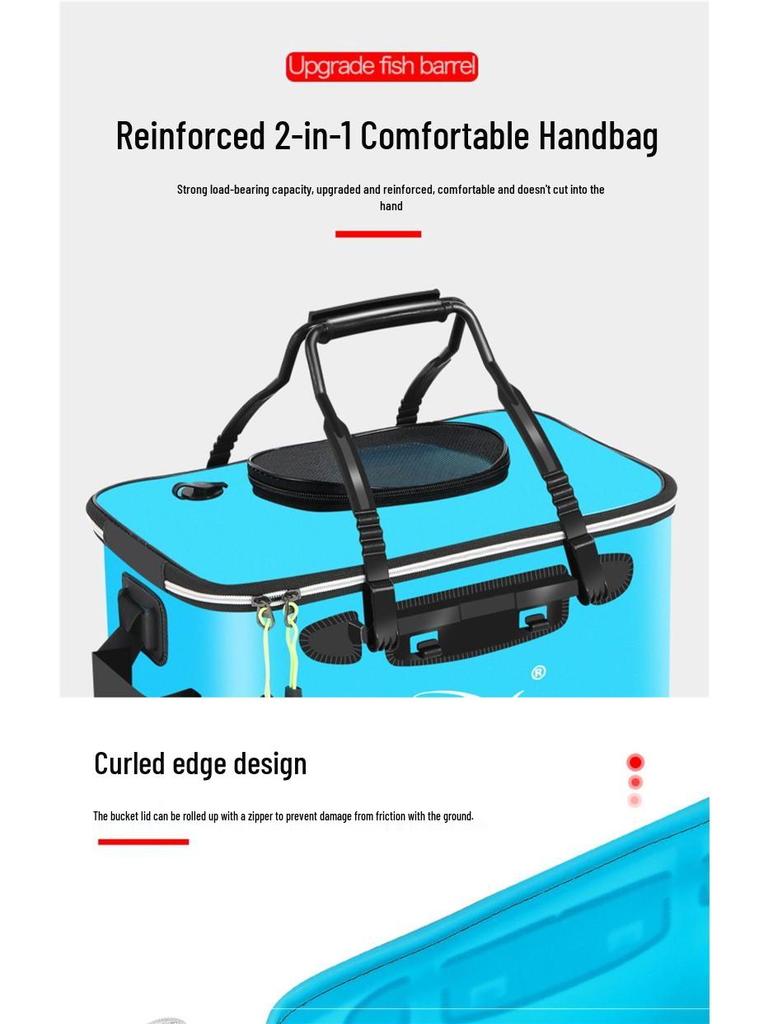 Faltbarer Fischeimer mit Deckel - Aufbewahrungs- & Transportbehälter für lebende Fische, Langlebig & Verdickt, Kostenloser Versand