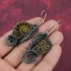 Ammonite Fossil Earring Copper Wire Wrapped Earring Handmade Dangle Jewelry Natural Gemstone Earring Anniversary Gifts Copper Wire Jewelry