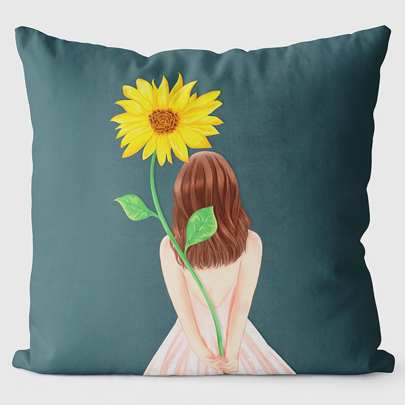 

Подсолнух Наволочка Мода Подушка Простой Пасторальный Маленький Свежий Цветочный Узор Офис Автомобиль Наволочка для Подушки Цветок flannel 45x45cm double-sided [without pillow core]