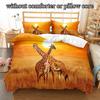Vibrant 3D Giraffe Print Duvet Cover Set - Soft, All-Season, Machine Washable Polyester Bedding with Zipper Closure, Animal Them