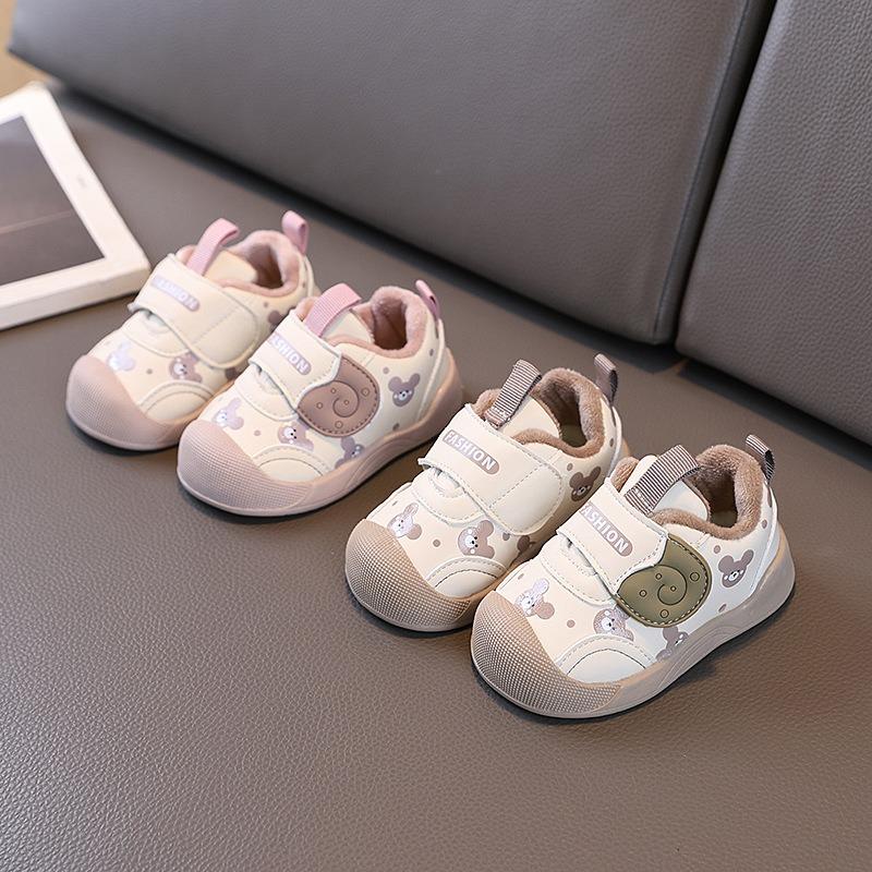 Infants’ Soft-Soled Walking Shoes, Winter, Boys’ and Girls’ Fleece-Lined Warm Sneakers, Lightly Padded for Toddlers, Cotton-Lined Mid-Season Shoes