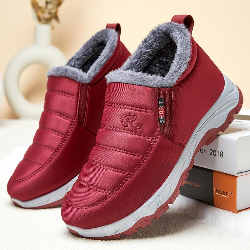 Women S Winter Fleece Lined Snow Boots Non Slip Couple Walking Shoes