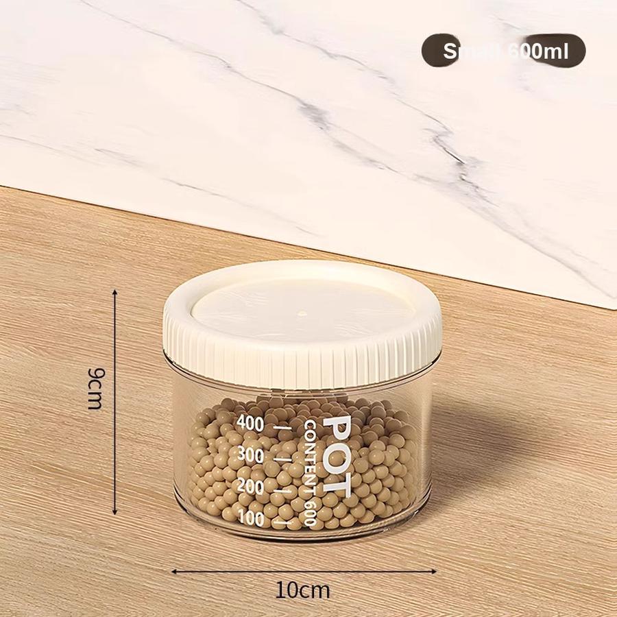 

4 pcs Food Grade Airtight Storage Containers - Transparent Plastic Boxes for Kitchen, Spices, Beans, Nuts, Grains 600 mL
