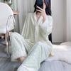Women's Sea Island Cotton Pajamas - Light Luxury Embossed Long Sleeve Autumn/Winter Set