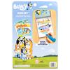 A Bluey Aqua 4 újrafelhasználható oldalnyi vízfestéket és vízfeltáró aktivitású festéket, valamint tollat ​​és könyvet tartalmaz.