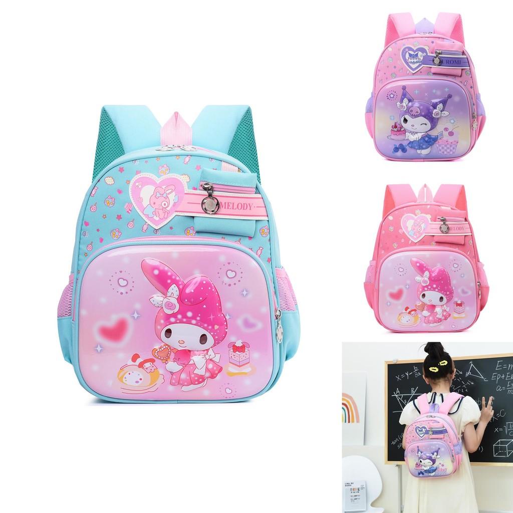 Kuromi Melody Pattern Kids Backpack With Breathable Oxford Fabric For Elementary School Students