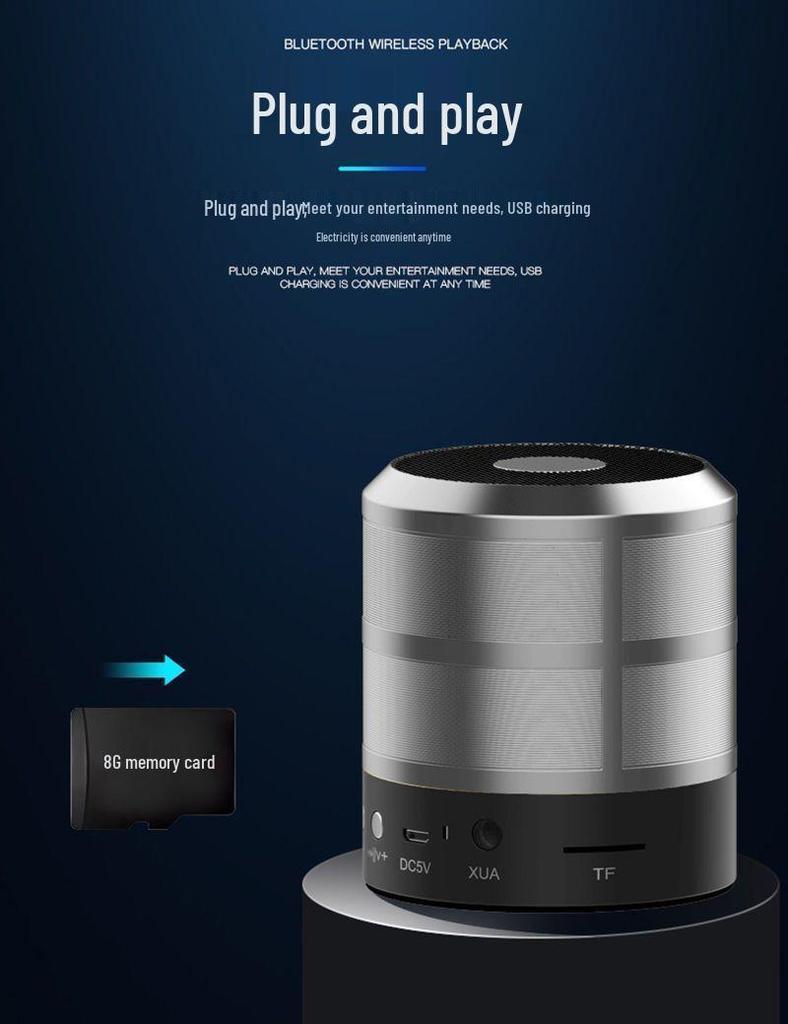 Portable Bluetooth Speaker with Shocking Bass and Card Slot - WS-887
