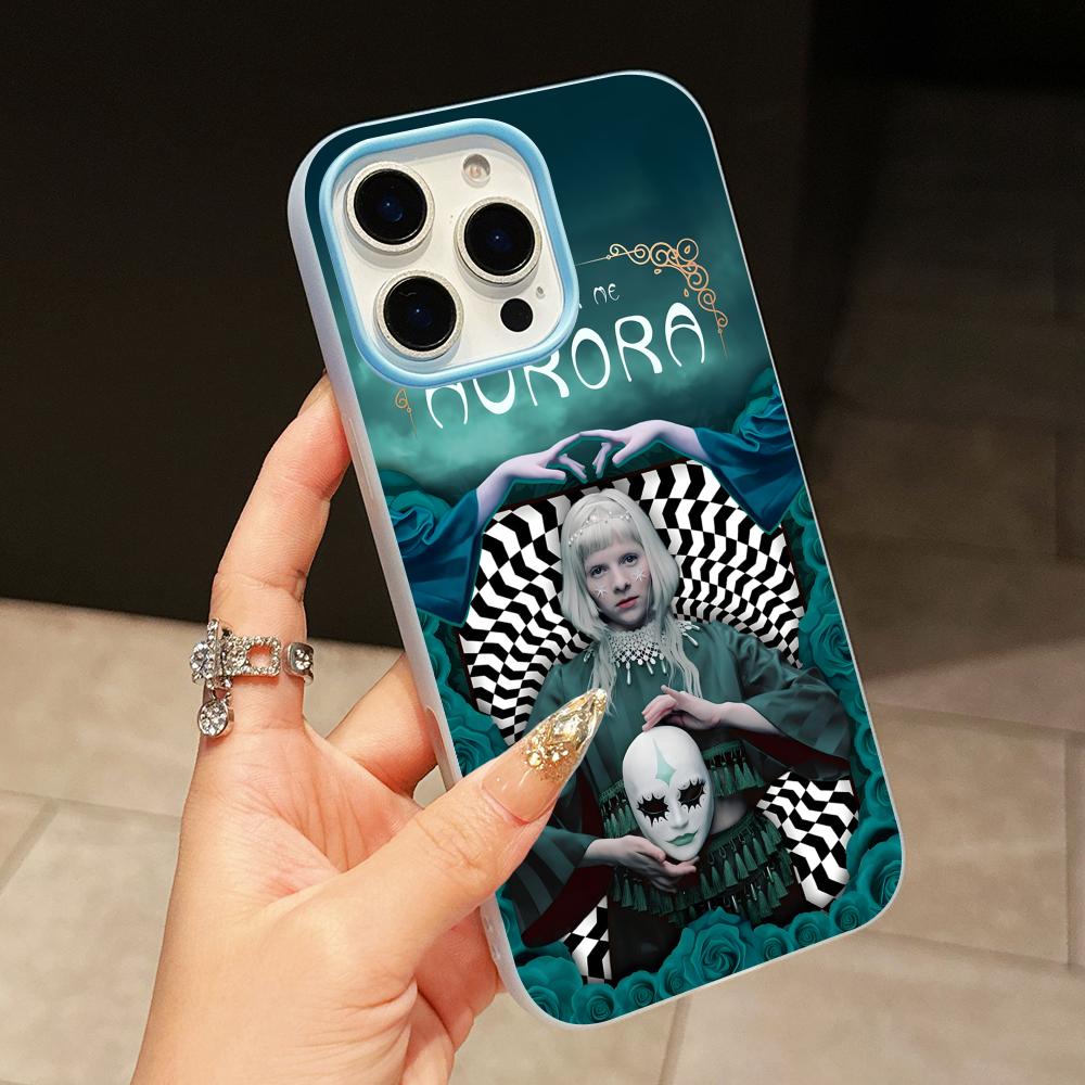 Aurora Aksnes Jelly Double Layer Light Blue Mobile Phone Case for iPhone 17 16 15 14 13 12 11 Air Pro Max Plus Protective