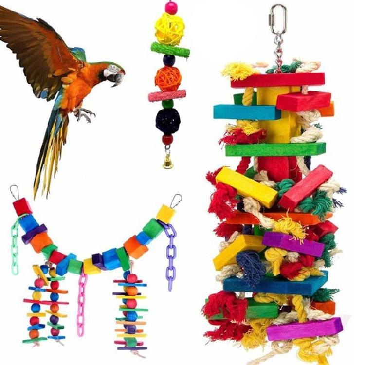 Smooth Wooden Bird Activity Toy For Macaws Cockatoos Chewing Enrichment Rope Cage Accessories