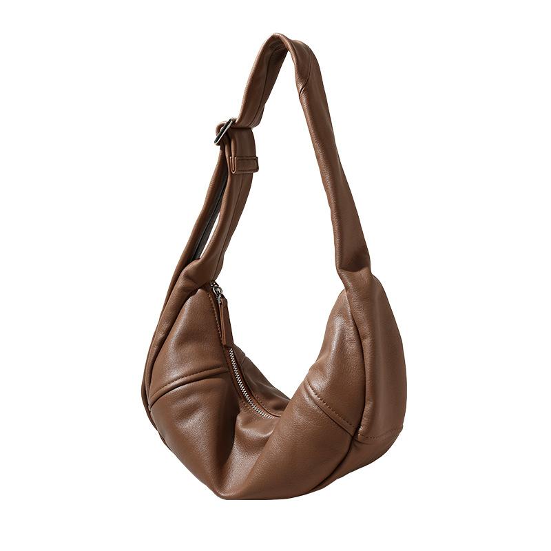 

Niche cowhide dumpling bag high-end sense light luxury versatile croissant bag fashion leather women s bag large capacity bag 34*10*11.5 cm коричневий