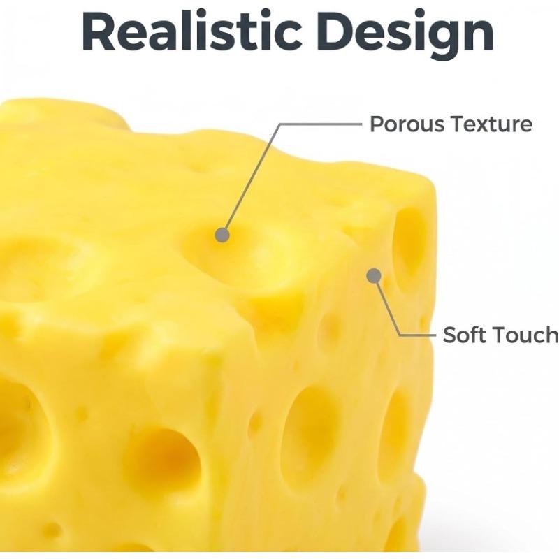 Yellow Cheese-Shaped Squishy Toy, Adult Stress Ball, Soft Creative Toy, Themed Cheese-Shaped Soft Silicone Toy, Relieves Stress, Promotes Relaxation