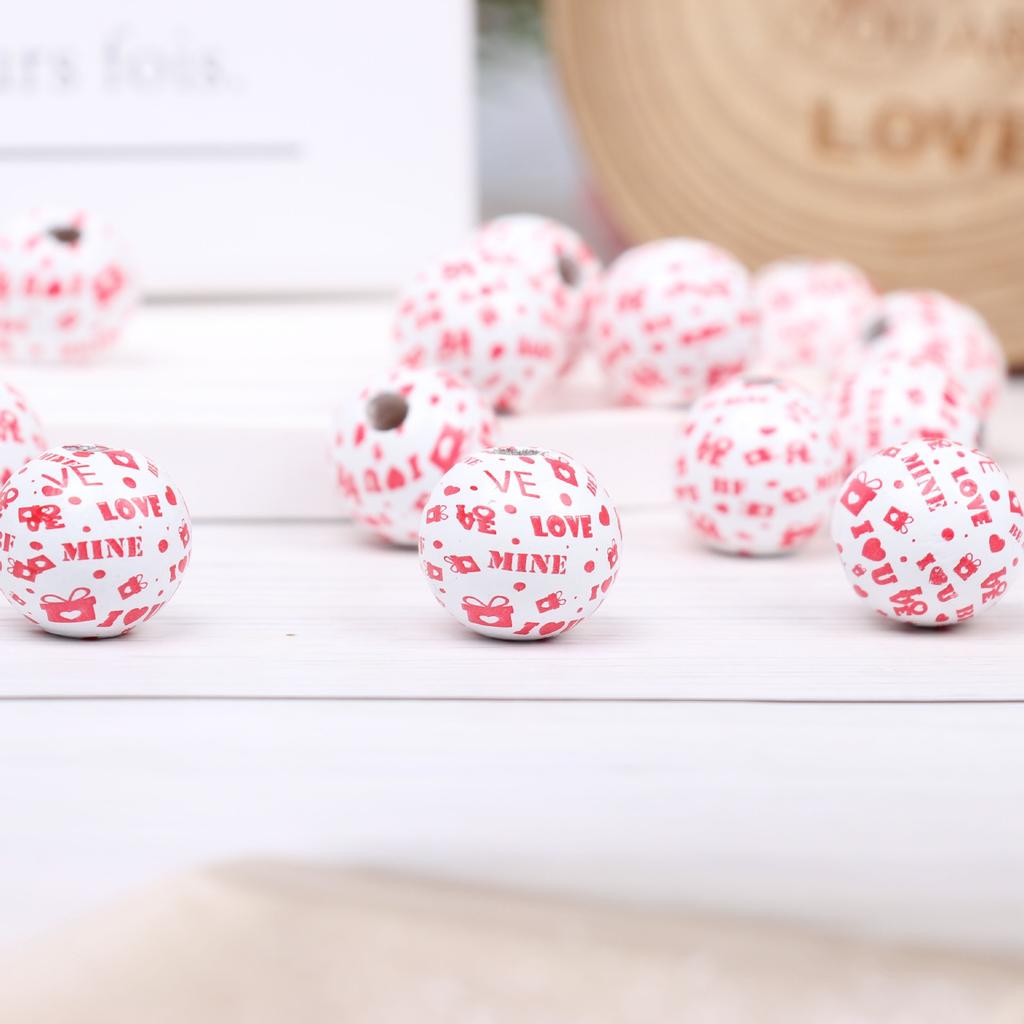 Valentine'S Day Love Wooden Beads Home Decoration Colorful Wooden Beads Wreath Accessories Diy Fringed Hemp Rope Wooden Beads String