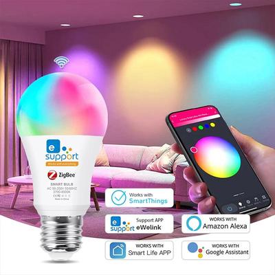 Chytrá E27 RGB LED žárovka Ewelink ZigBee Stmívatelná 85–265V Hlasové ovládání Kompatibilní s Alice Alexa Google Assistant Domácí pokoj