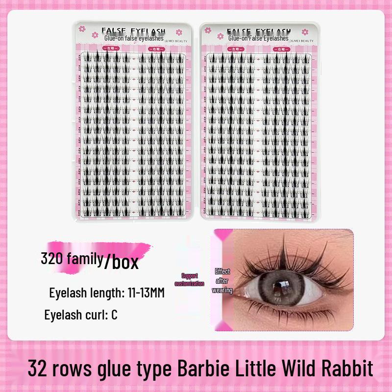 Cross-Border Large Capacity Glue Style False Eyelashes - 32 Rows Natural Lively Photogenic Comic Segmented Lashes