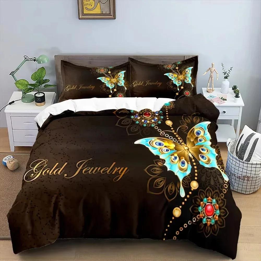 Comforter 3D Butterfly Flowers Luxury Home Bedding Set 3 Piece Set With 2 S Zipper Family Colleague Christmas Gift