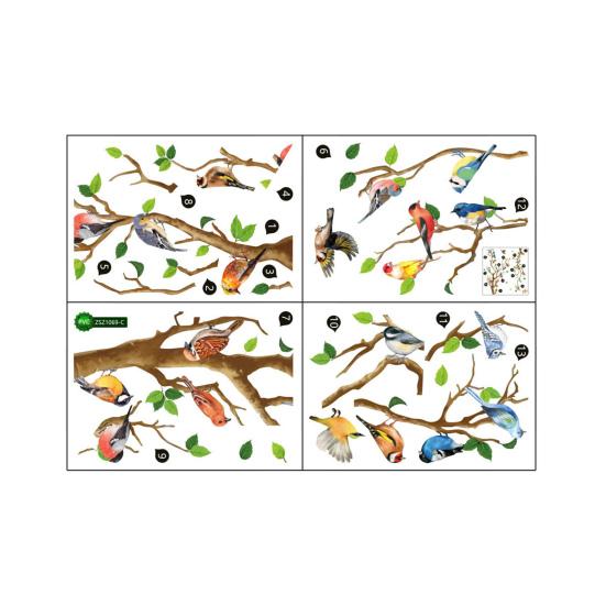 

1 комплект, наклейки на стену с узором птицы, самоклеящиеся ПВХ, украшение для окна, наклейка на стену, домашний декор 4pcs