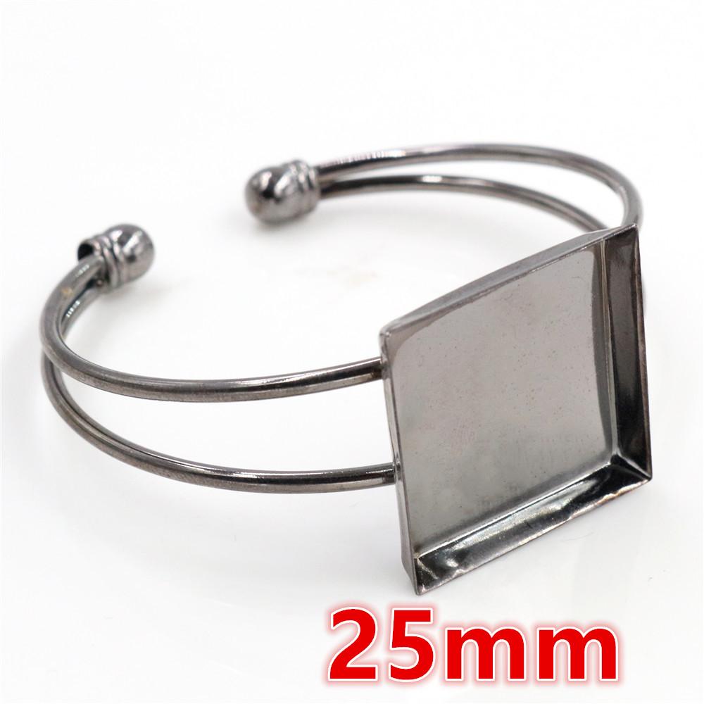 1 Piece Fit 20mm/25mm Square Cabochons Bangle Bracelet Blank Base Setting Tray Bezel DIY Jewelry Making Accessories Findings